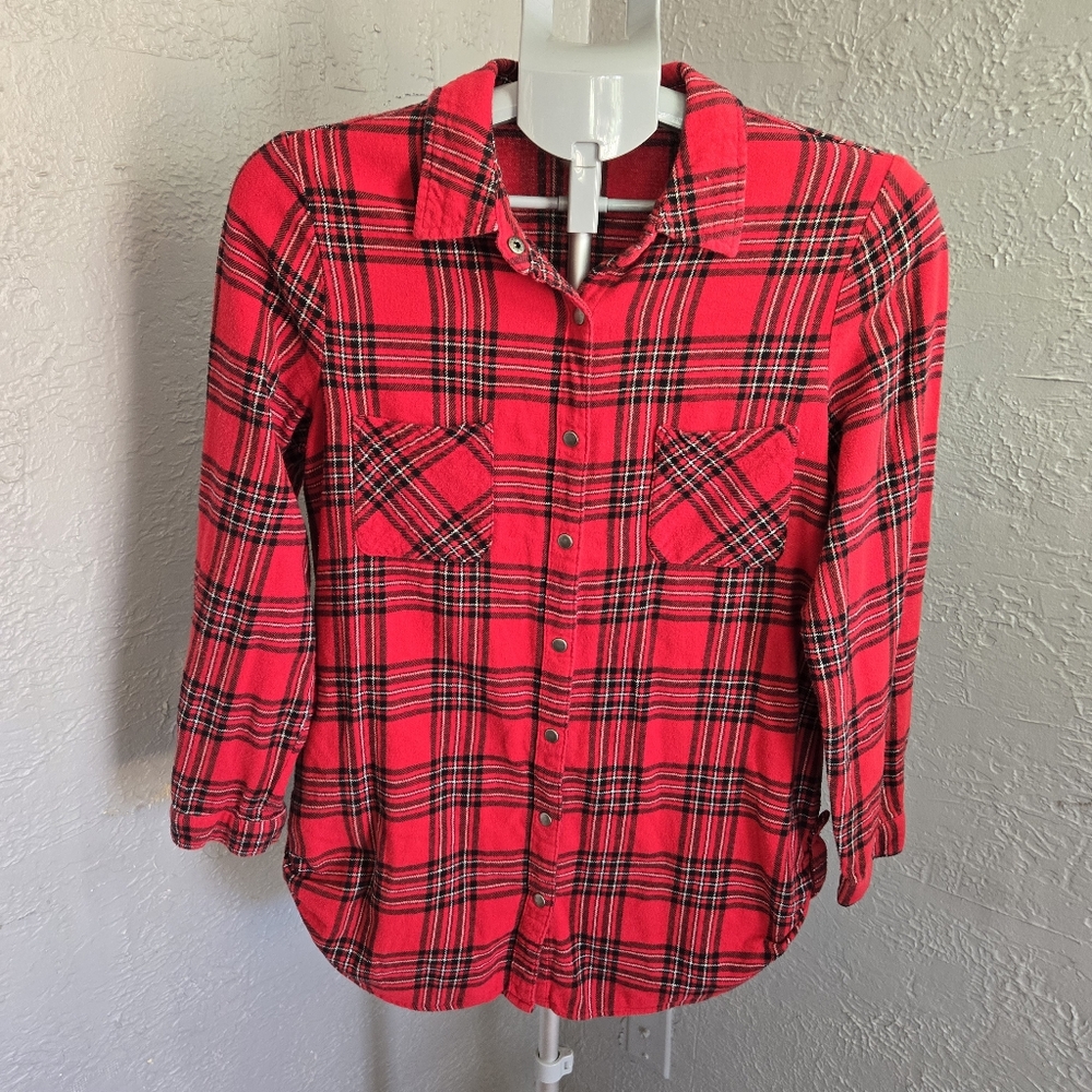 NoBo Red Plaid Button-Up Shirt Fall Cozy